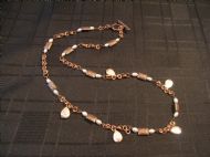 Pearl and Copper Chain link Necklace